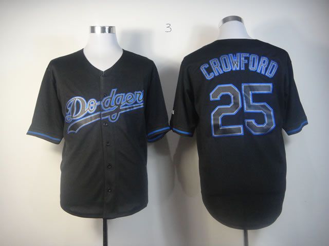 Men Los Angeles Dodgers 25 Crawford Black MLB Jerseys